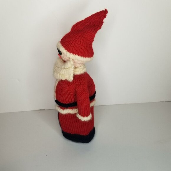 Vintage Hand Knit Christmas Knit Santa Wine Alcohol Bottle Cover Handmade - Picture 6 of 10